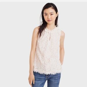 J. Crew Lace ruffleneck top Dune Size Small